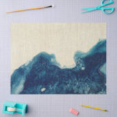 Abstracte blauwe waterkleur op de ontkoppeling van tissuepapier (Craft)