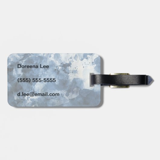 Abstracte blauwe waterverf achtergrond bagagelabel (Achterkant horizontaal)