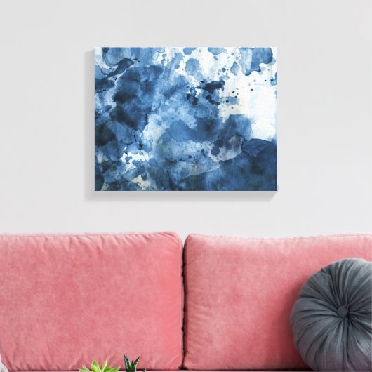 Abstracte blauwe waterverf achtergrond canvas afdruk (Insitu (Woonkamer))