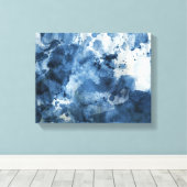 Abstracte blauwe waterverf achtergrond canvas afdruk (Insitu (Houten vloer))
