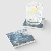 Abstracte blauwe waterverf achtergrond stenen onderzetter (Zijkant)