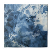 Abstracte blauwe waterverf achtergrond tegeltje (Voorkant)