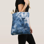 Abstracte blauwe waterverf achtergrond tote bag (Dichtbij)