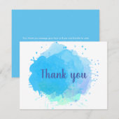 Abstracte Blauwe Waterverf Bedrijf Dank u Kaart (Voorkant / Achterkant)