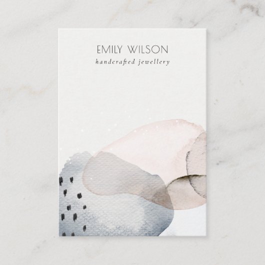 Abstracte Blauwe Waterverf Blank Sieraden Display Visitekaartje (Voorkant)