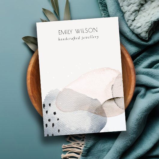 Abstracte Blauwe Waterverf Blank Sieraden Display Visitekaartje