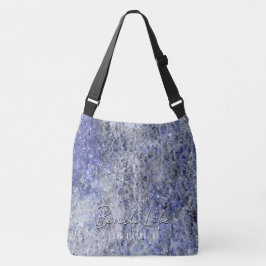 Abstracte Blauwe Waterverf Bloeien w Aangepaste te Crossbody Tas