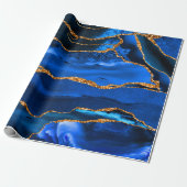 Abstracte blauwe Waterverf Cadeaupapier (Uitgerold)