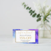 Abstracte Blauwe Waterverf Faux Gouden Stofverwijz Visitekaartje (Staand voorkant)