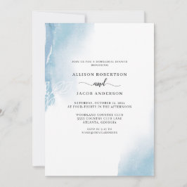 Abstracte Blauwe Waterverf Floral Rehearsal Dinner Kaart