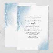 Abstracte Blauwe Waterverf Floral Rehearsal Dinner Kaart (Voorkant / Achterkant)