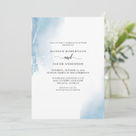 Abstracte Blauwe Waterverf Floral Rehearsal Dinner Kaart