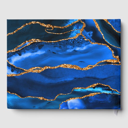 Abstracte blauwe Waterverf Gastenboek (Achterkant)