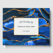 Abstracte blauwe Waterverf Gastenboek (Voorkant)