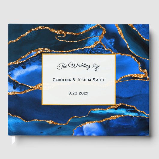 Abstracte blauwe Waterverf Gastenboek (Voorkant)