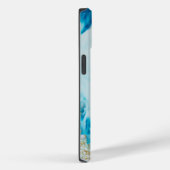 Abstracte blauwe Waterverf Gold Glitter Monogramed Case-Mate iPhone Case (Achterkant / Rechts)