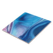 Abstracte blauwe Waterverf marmer Tegeltje (Zijkant)