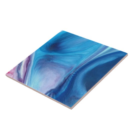 Abstracte blauwe Waterverf marmer Tegeltje (Zijkant)