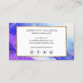 Abstracte blauwe Waterverf met Faux Gold Dust Visitekaartje (Achterkant)