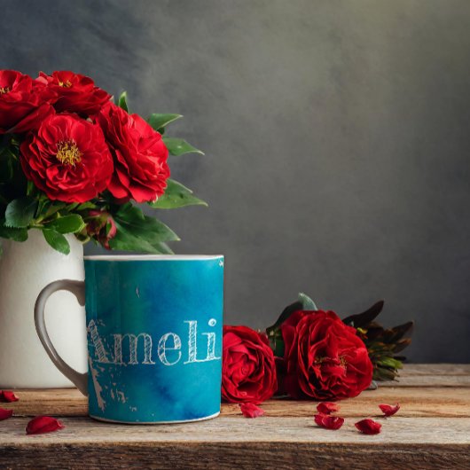 Abstracte blauwe waterverf mok koffie