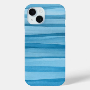 Abstracte Blauwe Waterverf Patroon Brushstrokes iPhone 15 Case