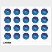 Abstracte Blauwe Waterverf Ronde Sticker (Vel)