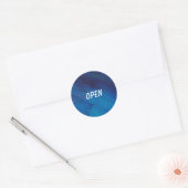 Abstracte Blauwe Waterverf Ronde Sticker (Envelop)