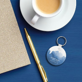 Abstracte blauwe waterverf splash maakt kunst omho sleutelhanger