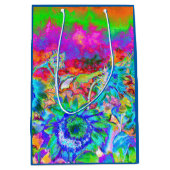 Abstracte blauwe waterverf zonnebloemen medium cadeauzakje (Voorkant)