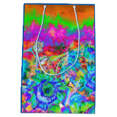 Abstracte blauwe waterverf zonnebloemen medium cadeauzakje (Achterkant)