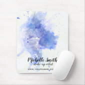 Abstracte blauwe waterverfspat make-up artiest muismat (Met muis)