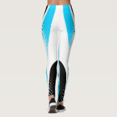 Abstracte blauwe witte en zwarte curve leggings (Achterkant)