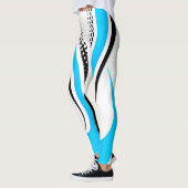 Abstracte blauwe witte en zwarte curve leggings (Links)