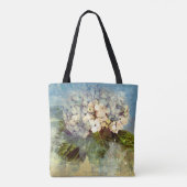 Abstracte blauwe, witte hydrangea Floral Waterverf Tote Bag (Achterkant)