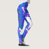 Abstracte blauwe, witte, Paarse Leggings (Rechts)