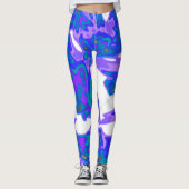 Abstracte blauwe, witte, Paarse Leggings (Voorkant)