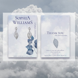 Abstracte Blauwe Wolken Oorbel Sieraden Display Ca Visitekaartje