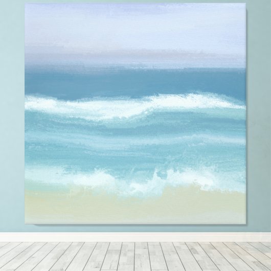 Abstracte blauwe wonden in Waterverf bij het breke Canvas Afdruk (Insitu (Houten vloer))