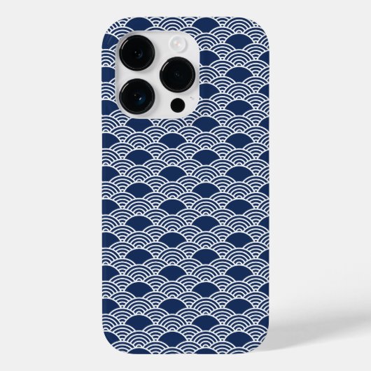 abstracte blauwe zee golven in Chinese stijl Case-Mate iPhone Case (Achterkant)