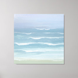 Abstracte Blauwe Zeekust kleine golven in Waterver Canvas Afdruk