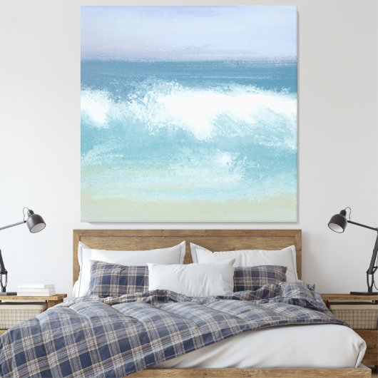 Abstracte Blauwe Zeesoor Breaking Wave in Waterver Canvas Afdruk (Insitu (Slaapkamer))