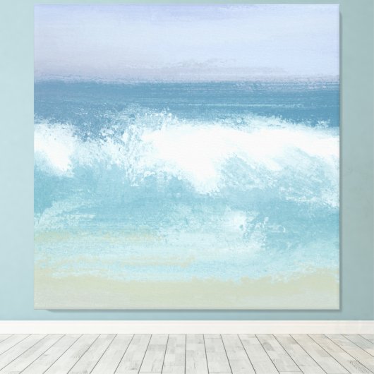 Abstracte Blauwe Zeesoor Breaking Wave in Waterver Canvas Afdruk (Insitu (Houten vloer))