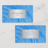 abstracte blauwe zilvermetelstructuur. visitekaartje (Voorkant / Achterkant)