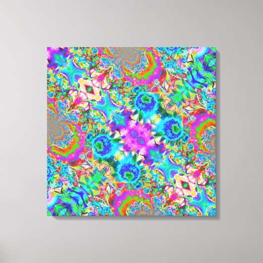 Abstracte blauwe zonnebloemen - schilderij met ret canvas afdruk (Voorkant)