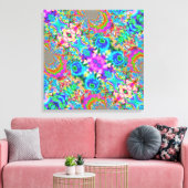 Abstracte blauwe zonnebloemen - schilderij met ret canvas afdruk (Insitu (Woonkamer))