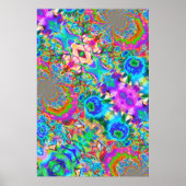 Abstracte blauwe zonnebloemen - schilderij met ret poster (Voorkant)