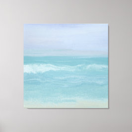 Abstracte Blauwe Zonnegolven in Waterverf Canvas Afdruk