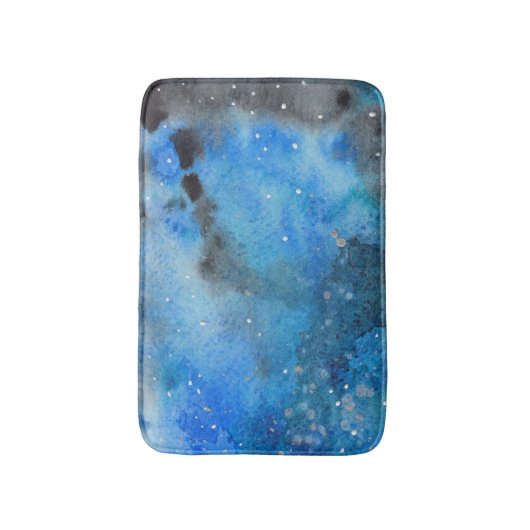 Abstracte blauwe zwarte Waterverf Badmat (Voorkant Verticaal)