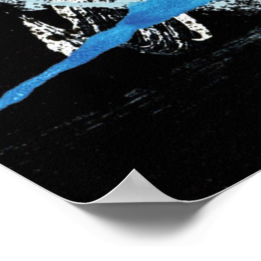 Abstracte blauwe zwarte witte Waterverf Art Poster (Hoek)