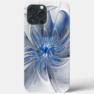 Abstracte blauwgrijze aquarel fractale kunst bloem Case-Mate iPhone case